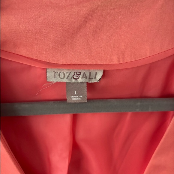 Roz & Ali Blazer Jacket Women Large in Coral with Pockets - Picture 3 of 10